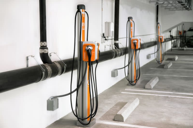 A ChargePoint charging location is seen in this undated handout photo