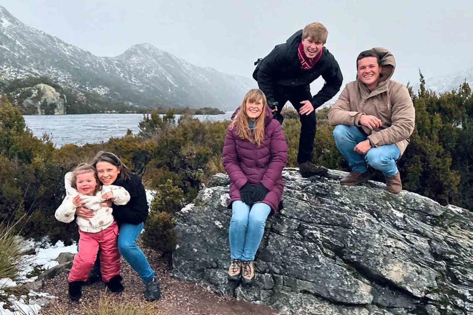 <p>Bindi Irwin/Instagram</p> From left: Grace Warrior Irwin Powell, Bindi Irwin, Terri Irwin, Robert Irwin and Chandler Powell