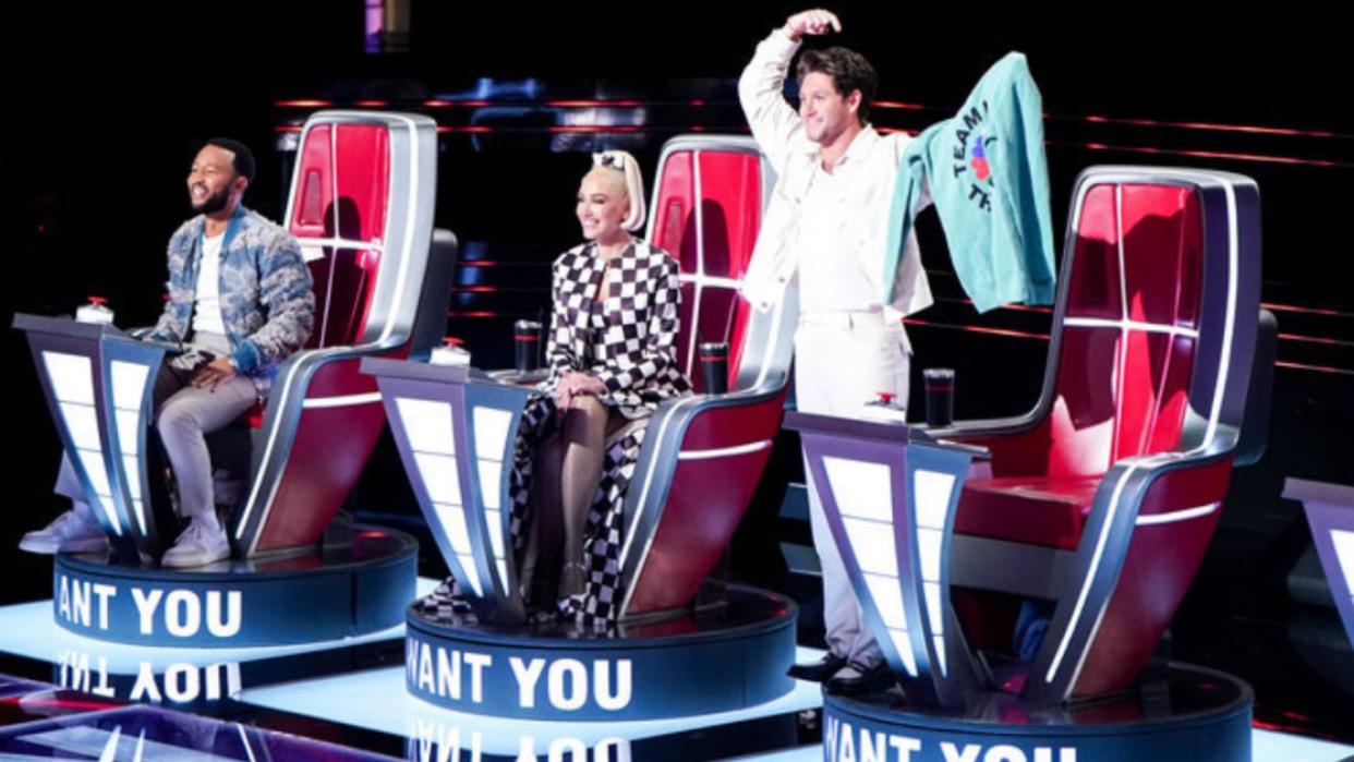  John Legend, Gwen Stefani and Niall Horan on The Voice. 