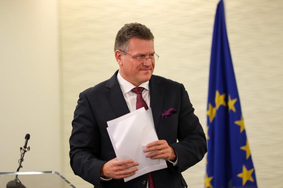 Mr Sefcovic, speaking in London earlier (Hollie Adams/PA) (PA Wire)