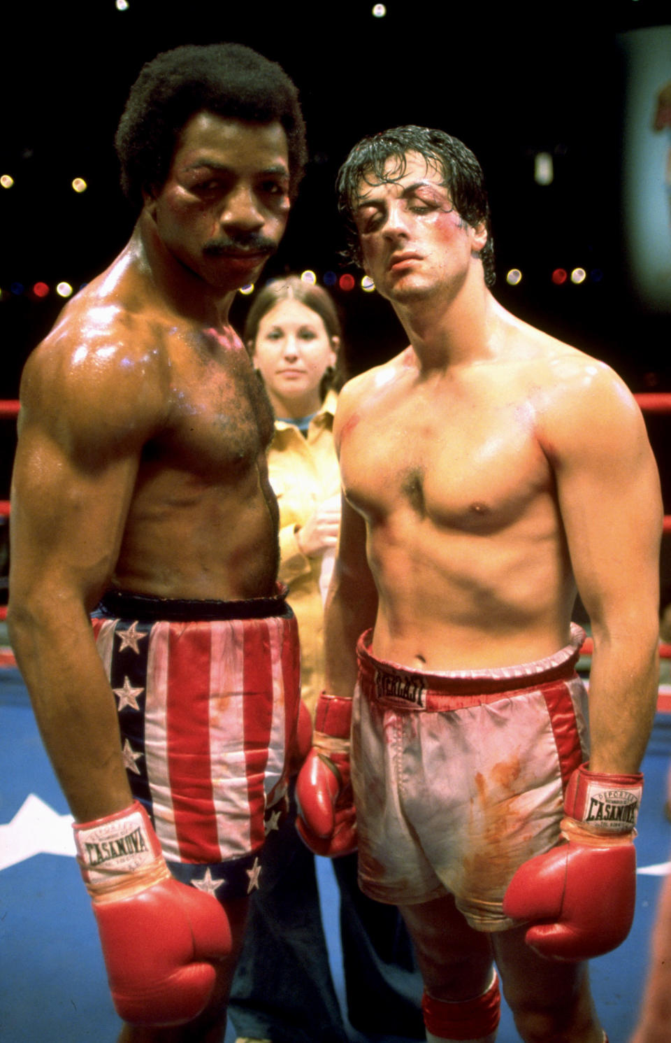 (L-R) Carl Weathers and Sylvester Stallone in ‘Rocky’