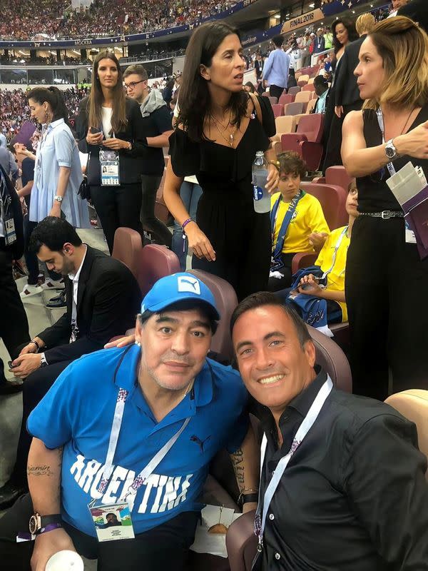Diego Maradona with Quanton CEO Valerio Antonini at World Cup final in Moscow