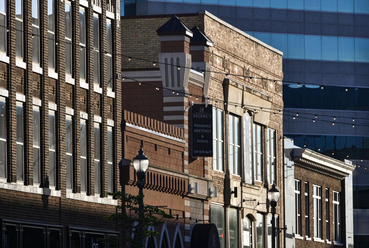 Buildings along St. Germain Street in St. Cloud are shown.