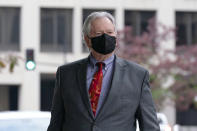 Thomas Caldwell of Berryville, Va., a defendant charged with seditious conspiracy in one of the most serious cases to emerge from the Jan. 6, 2021 attack on the U.S. Capitol, arrives at the Federal Courthouse during the Rhodes trial in Washington, Monday, Nov. 7, 2022. ( AP Photo/Jose Luis Magana)