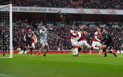 Monreal scores for Arsenal - Credit: Getty