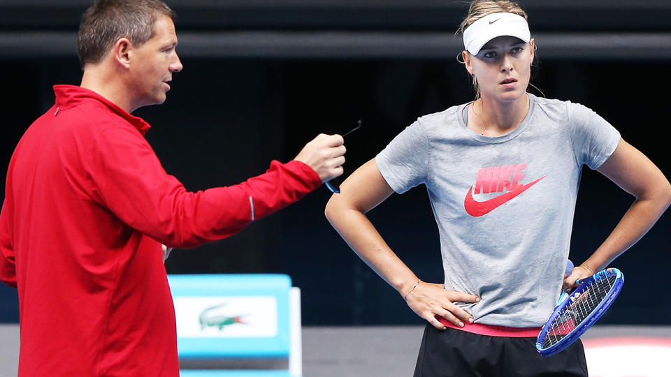 Maria Sharapova and Sven Groeneveld in 2015. (Photo by Michael Dodge/Getty Images)