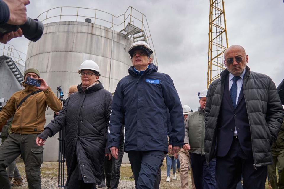 Rafael Grossi, head of the International Atomic Energy Agency (IAEA), visits the Russian-controlled Zaporizhzhia nuclear power plant in southern Ukraine (AFP via Getty Images)