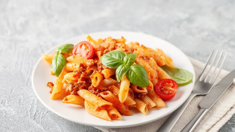 Plate of penne pasta