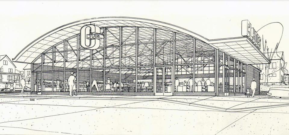 Architect Joseph Boaz drew up plans for Clyde's grocery that were later published in architectural magazines as an example of cutting-edge design for supermarkets emerging across the country. The building, built in 1946, was later home to Brown's Bakery, which closed earlier this year.