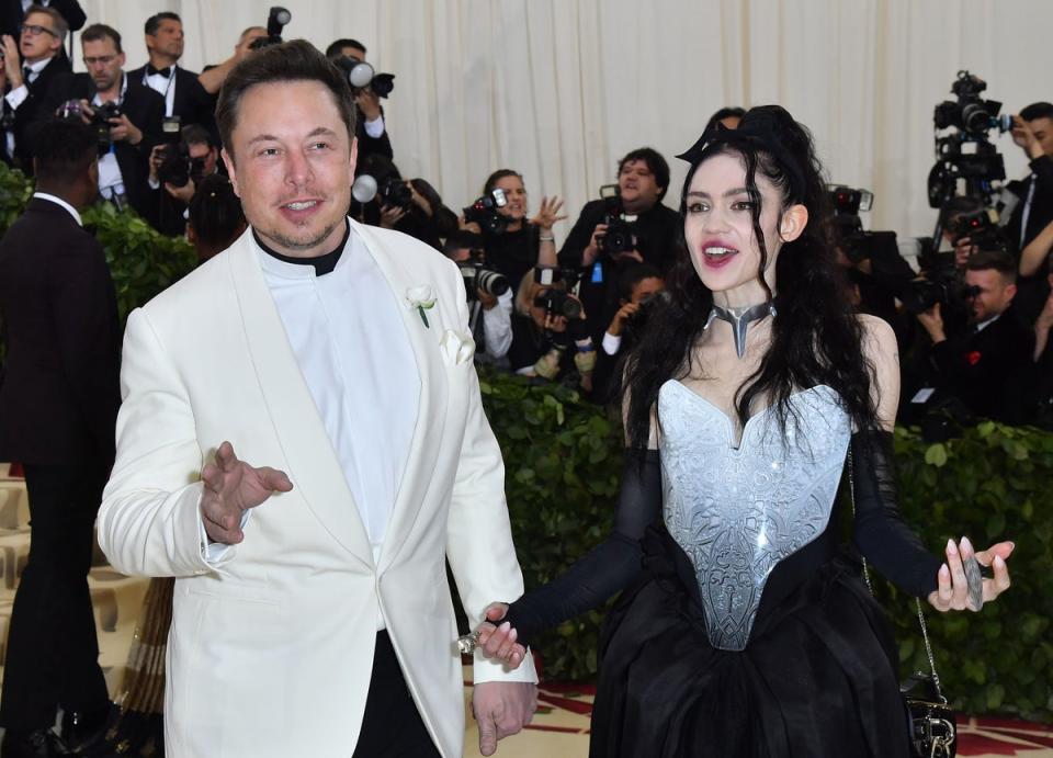 Grimes and Elon Musk at the 2018 Met Gala (AFP via Getty Images)