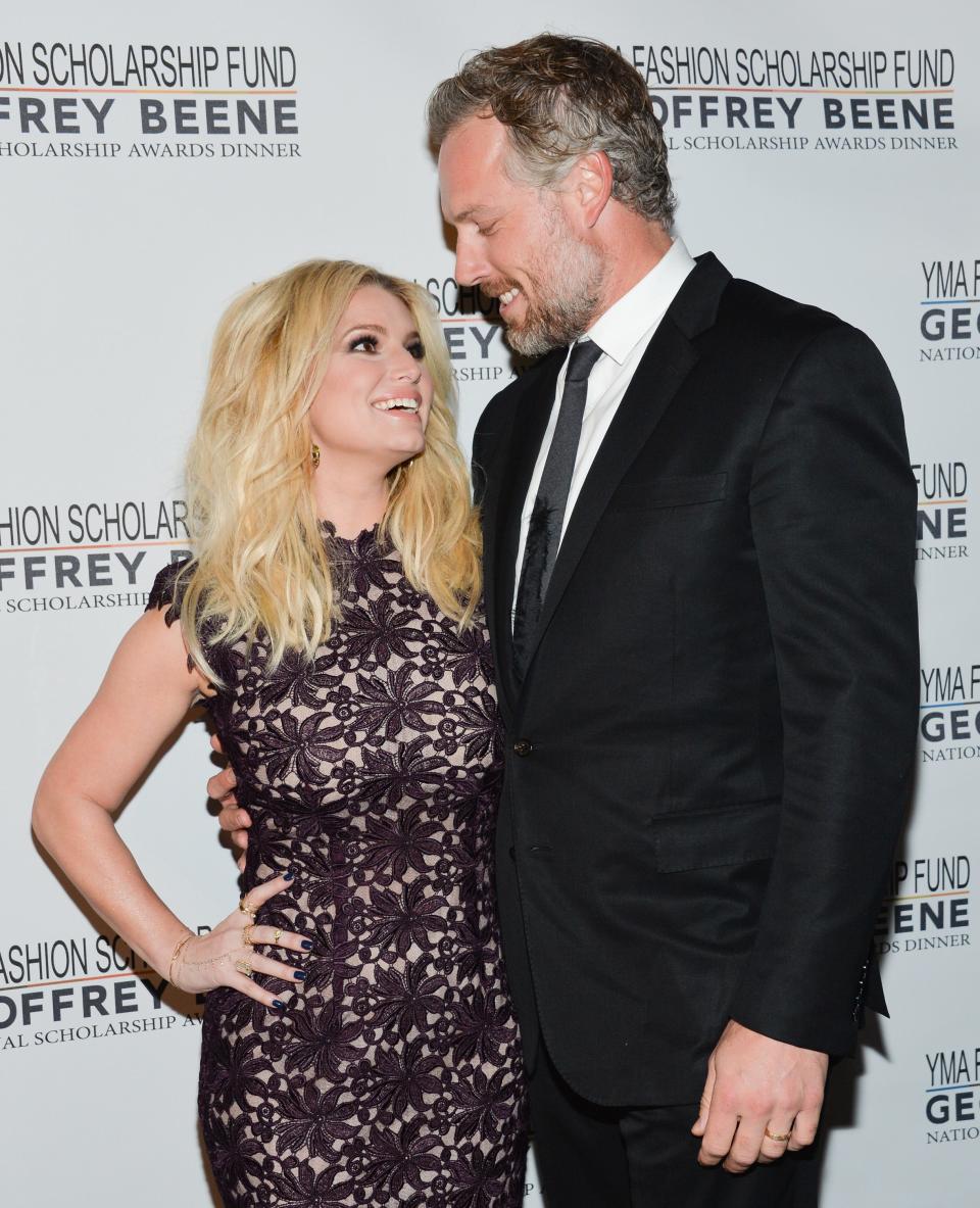 Fashion entrepreneur Jessica Simpson and husband Eric Johnson attend the YMA Fashion Scholarship Fund Geoffrey Beene National Scholarship Awards Dinner at the Marriott Marquis Times Square on Tuesday, Jan. 12, 2016, in New York. (Photo by Evan Agostini/Invision/AP) ORG XMIT: NYEA109