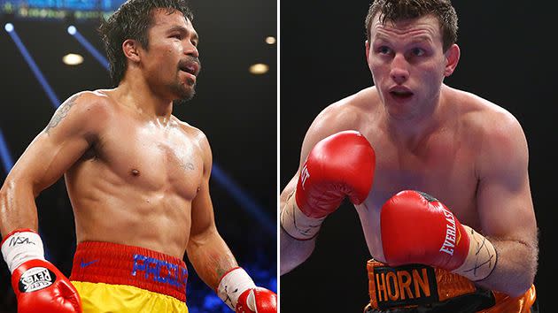 Pacquiao and Horn. Image: Getty