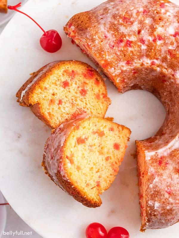 <p>BellyFull</p><p>This Shirley Temple Cake is a super easy dessert that’s moist, tender and fun to serve. Made with instant pudding, grenadine, lemon-lime soda and maraschino cherries, it’s reminiscent of a classic Shirley Temple drink! Wonderful for a family brunch!</p><p><strong>Get the recipe: <a href="https://bellyfull.net/shirley-temple-cake/" rel="nofollow noopener" target="_blank" data-ylk="slk:Shirley Temple Cake;elm:context_link;itc:0;sec:content-canvas" class="link rapid-noclick-resp">Shirley Temple Cake</a></strong></p>