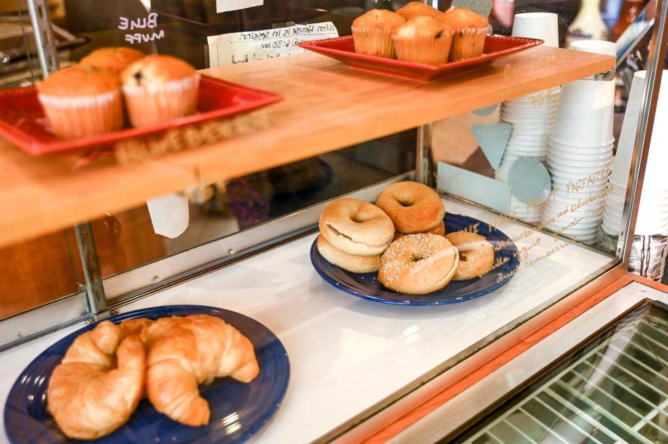 Baked goods including bagels for sale at The Hob Nob coffee shop on Monday, Oct. 2, 2023, in downtown Lansing.