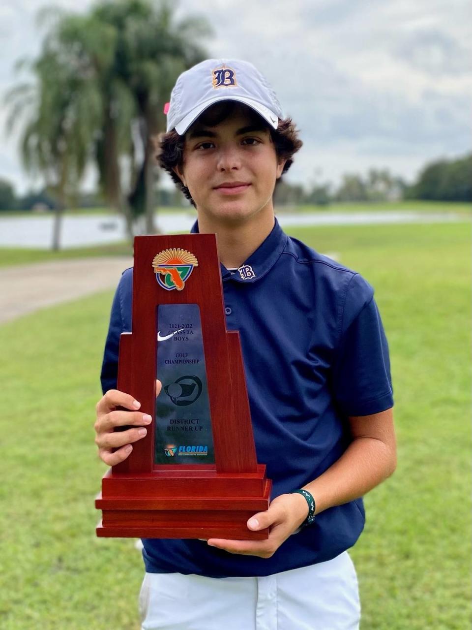 Belen Jesuit freshman golfer Lorenzo Rodriguez won a 2A district title.