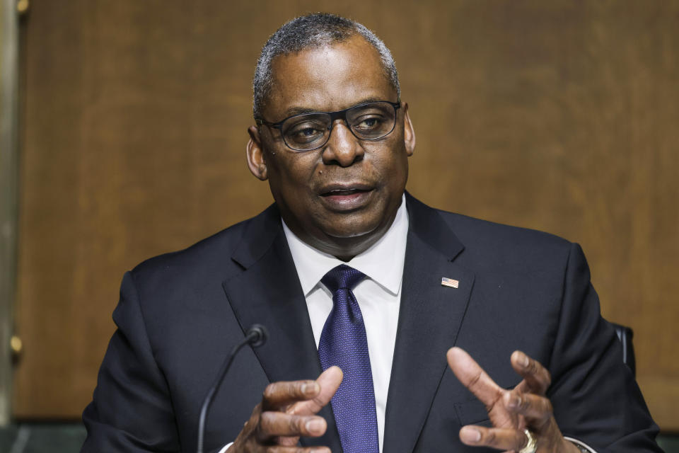 Secretary of Defense Lloyd Austin testifies before a Senate Appropriations Committee hearing, Thursday, June 17, 2021, on Capitol Hill in Washington. (Evelyn Hockstein/Pool via AP)
