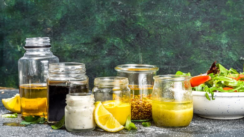 Variety of homemade salad dressings