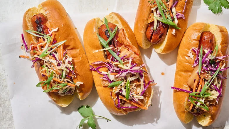 kimchi slaw hot dogs