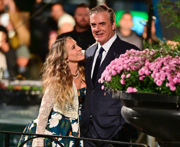 Sarah Jessica Parker and Chris Noth seen on the set of 