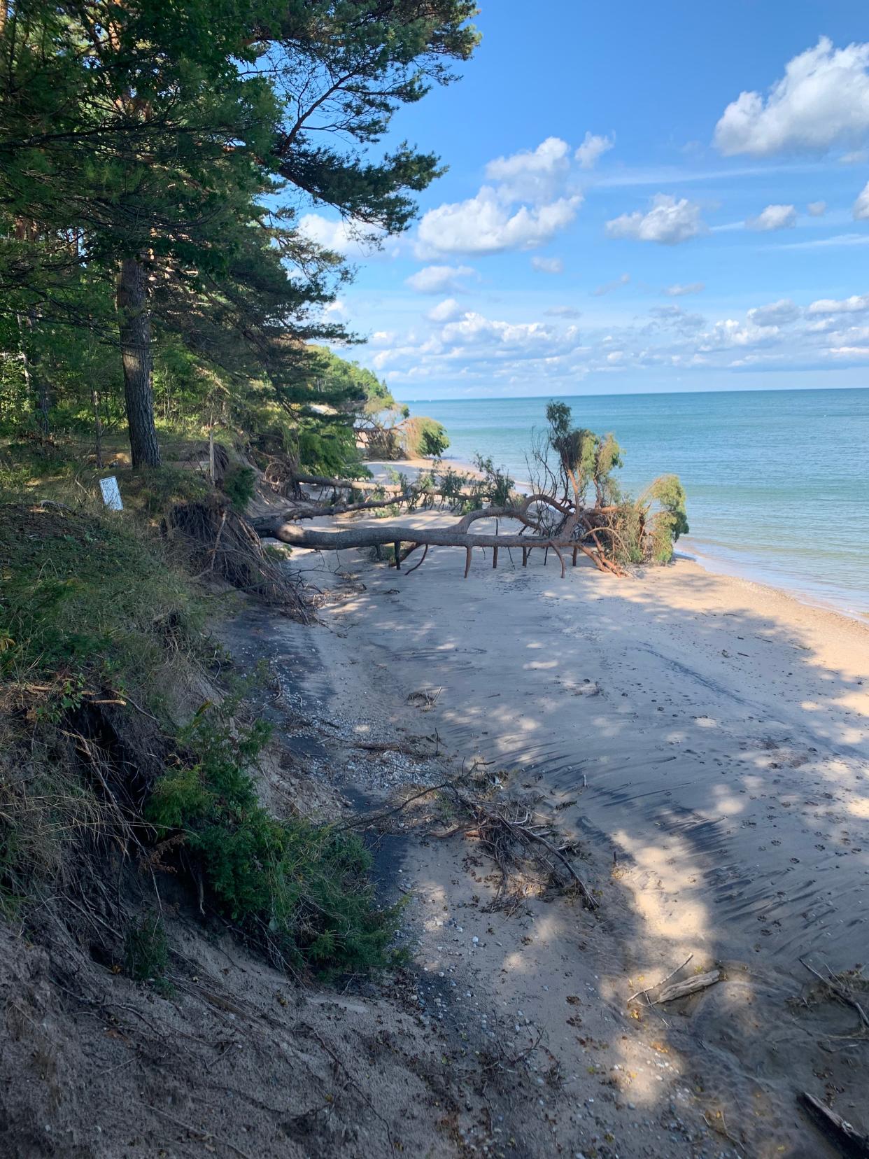 Erosion on the shoreline of Lake Michigan has left homes and other property at risk.