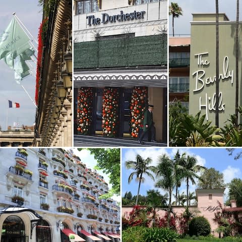 Five of the nine Dorchester Collection hotels owned by Brunei that have been targeted by campaigners calling for a boycott - Credit: FRED DUFOUR/&nbsp;AFP