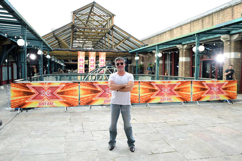 Simon Cowell attending X Factor filming at Tobacco Dock, Wapping Lane, London. (Photo by Ian West/PA Images via Getty Images)