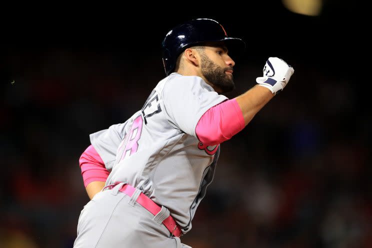 J.D. Martinez highlights this week's look at recent fantasy risers and fallers (Getty Images)