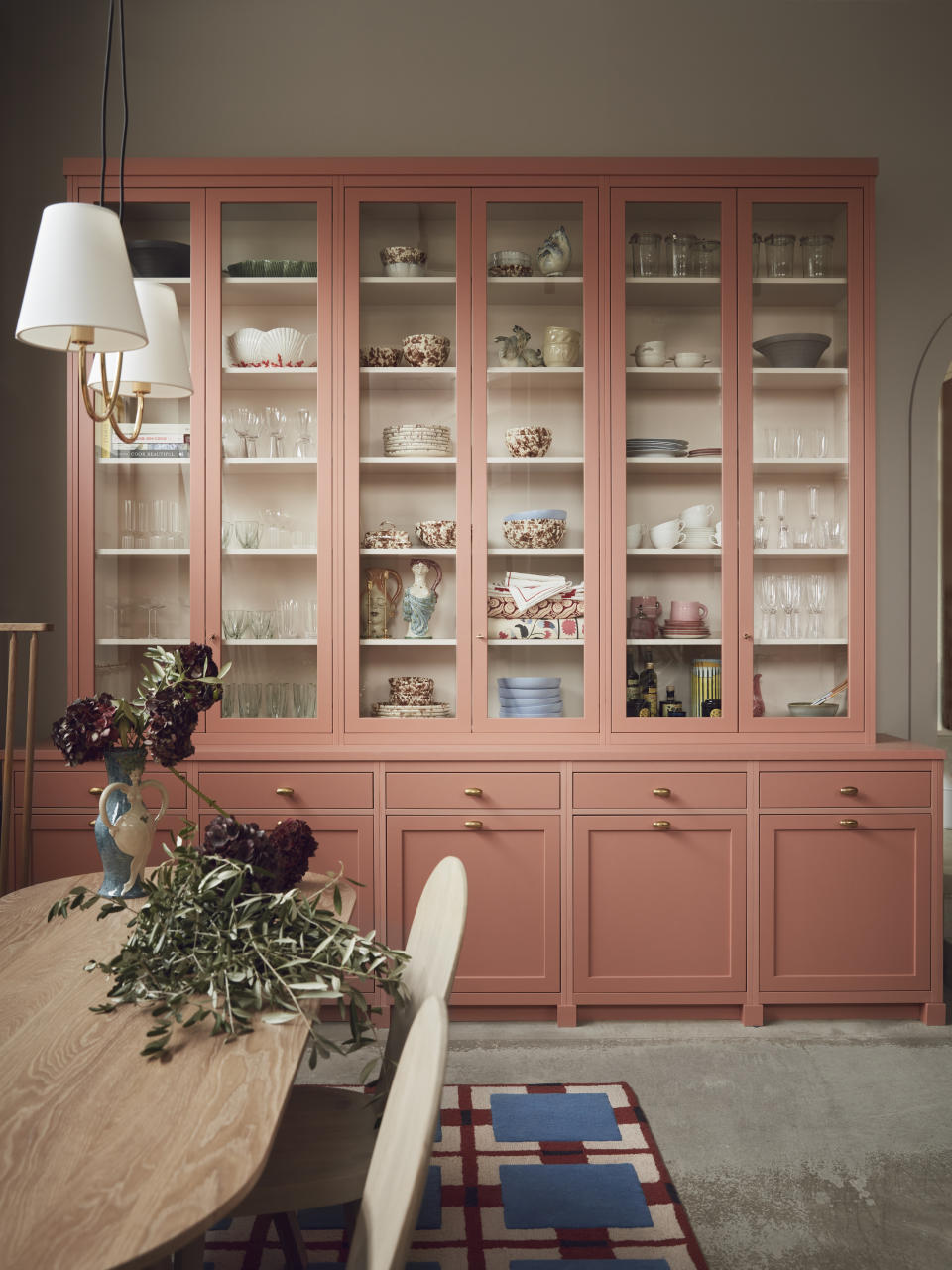 salmon pink kitchen