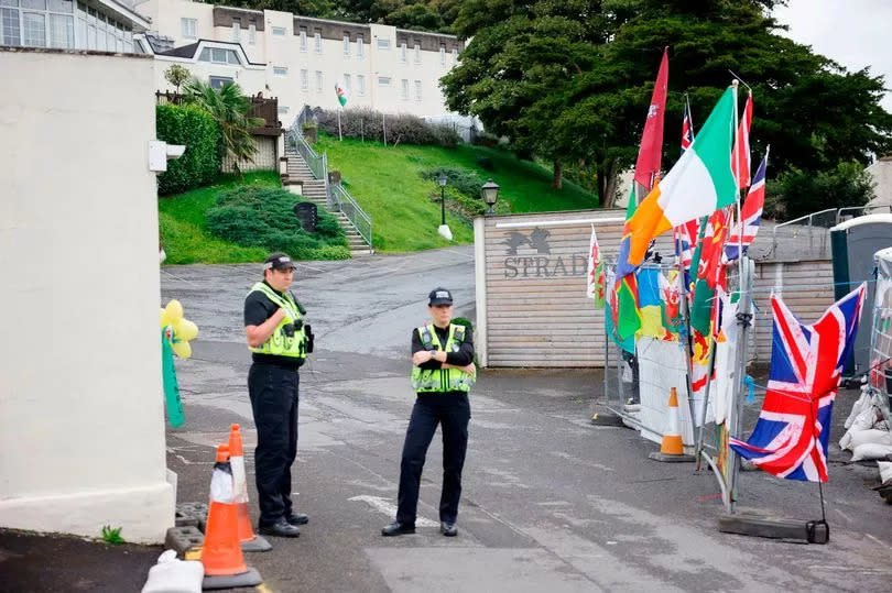 Police outside the Stradey Park Hotel