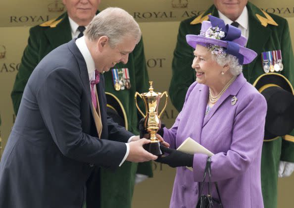 <p>With Prince Andrew, the Duke of York</p>
