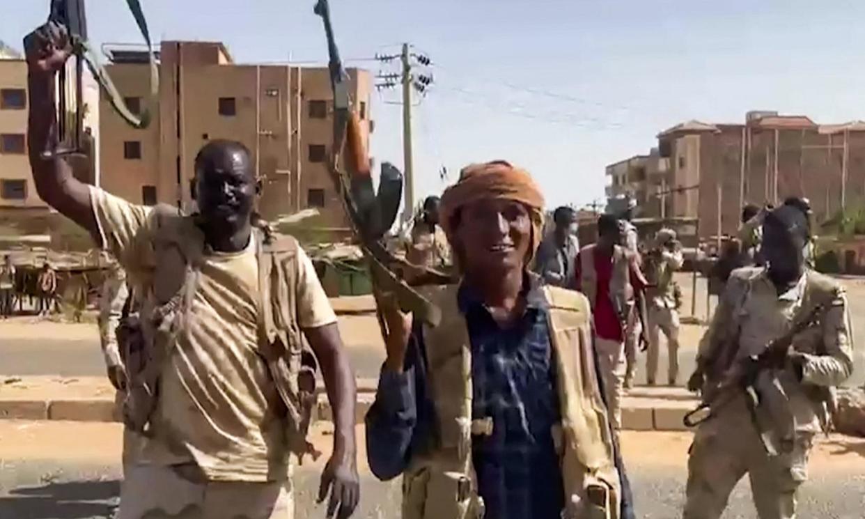 <span>RSF fighters in the capital, Khartoum, after clashes with the Sudanese Armed Forces erupted in April last year. More than 8 million civilians have fled since then. </span><span>Photograph: RSF/AFP/Getty</span>