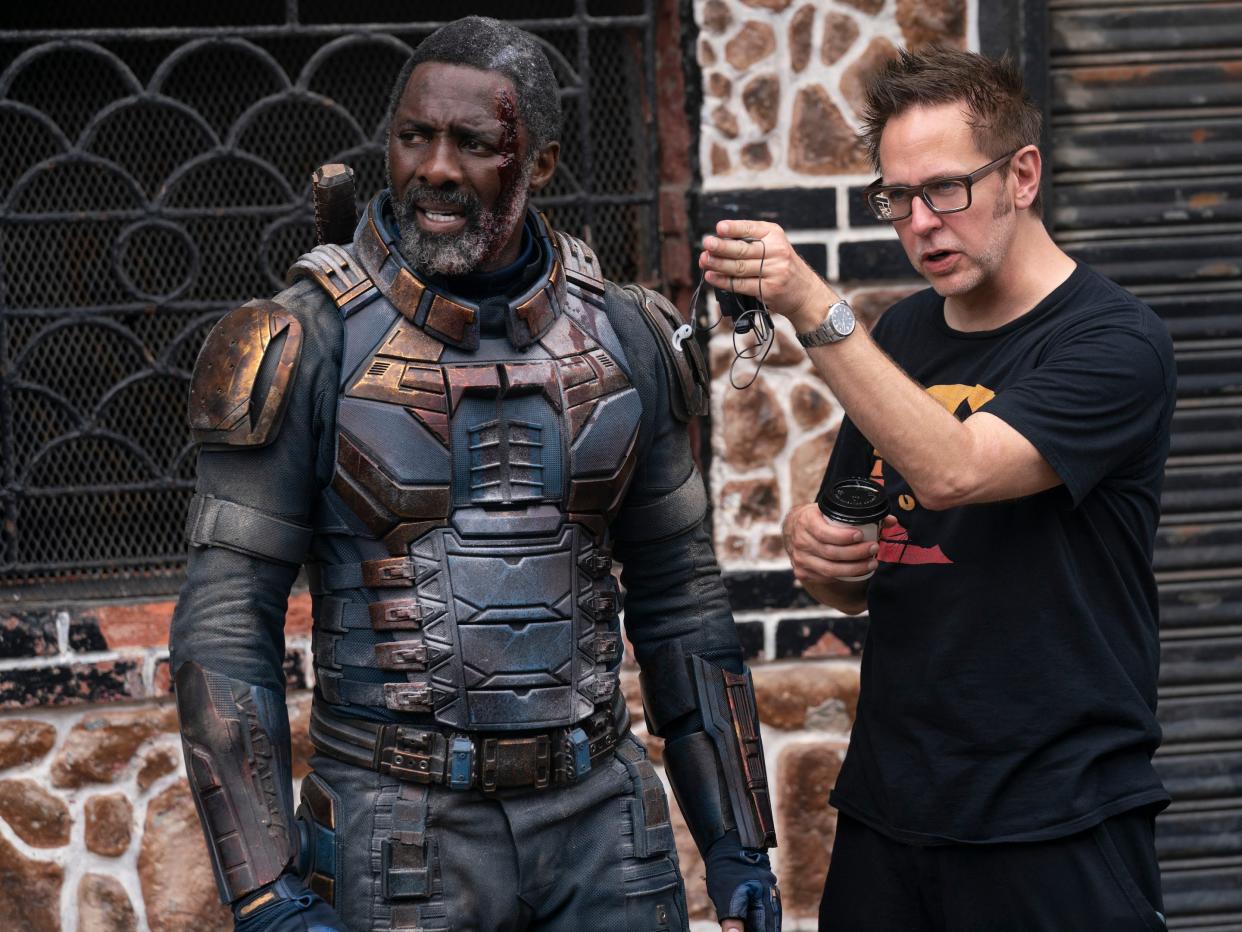 Idris Elba and director James Gunn on the set of "The Suicide Squad."