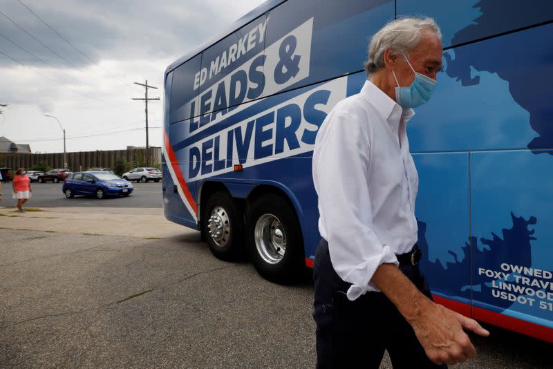 FILE PHOTO: U.S. Senator Ed Markey campaigns for re-election in Newton