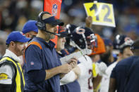 Chicago Bears head coach Matt Nagy on the sideline during the second half of an NFL football game against the Detroit Lions, Thursday, Nov. 25, 2021, in Detroit. (AP Photo/Duane Burleson)