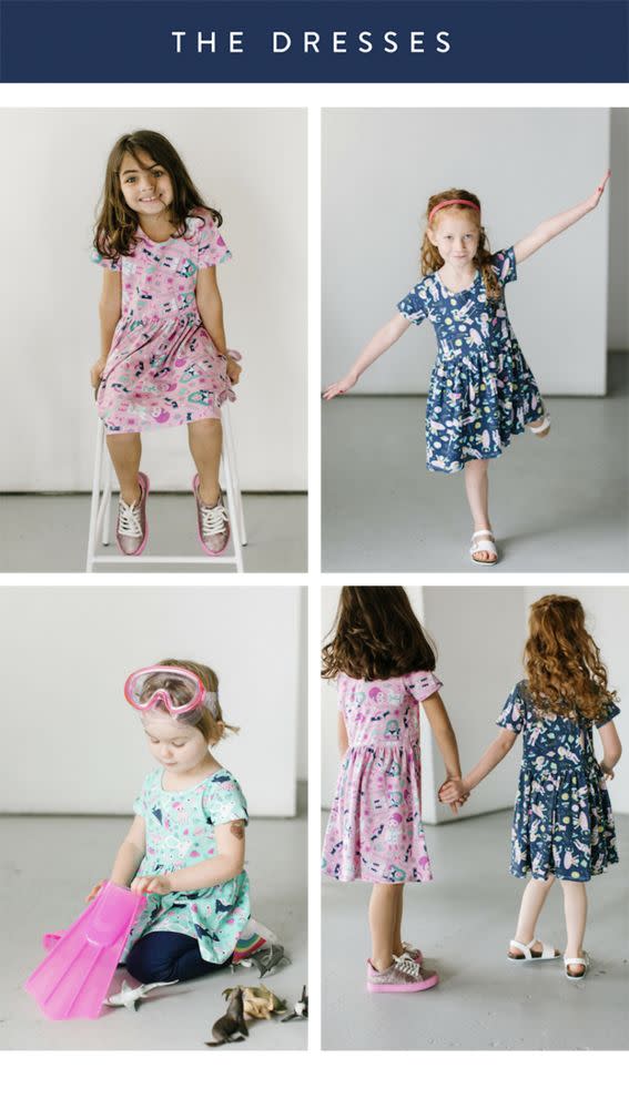 The brand, Annie The Brave, was inspired by the founder Chelsea Coulston's 6-year-old daughter who dreams of "being a scientist who studies fashion" and wanted a dress that would reflect that.