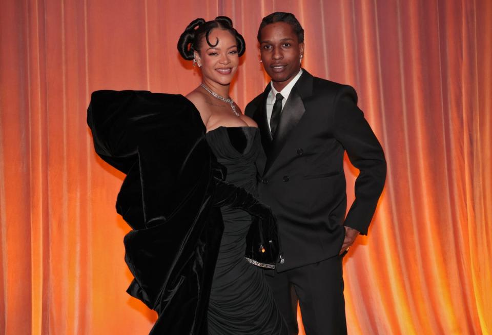 Rihanna and A$AP Rocky at the 2023’s 80th Golden Globe Awards (NBC via Getty Images)