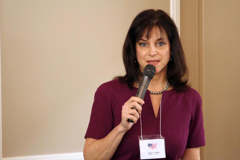 In this March 19, 2014 photo, Oregon Republican Senate candidate, Monica Wehby speaks at a candidate forum in Lake Oswego, Ore. Republicans are making a bold play for a U.S. Senate seat in Oregon, a reliably Democratic state that hasn't elected a Republican to a statewide office in more than a decade. Republicans think they've found the right candidate in Wehby, a children's brain surgeon who's raised more than $1 million and put her early opposition to the president's health law at the center of her campaign to help her party regain a Senate majority. (AP Photo/Jonathan J. Cooper)