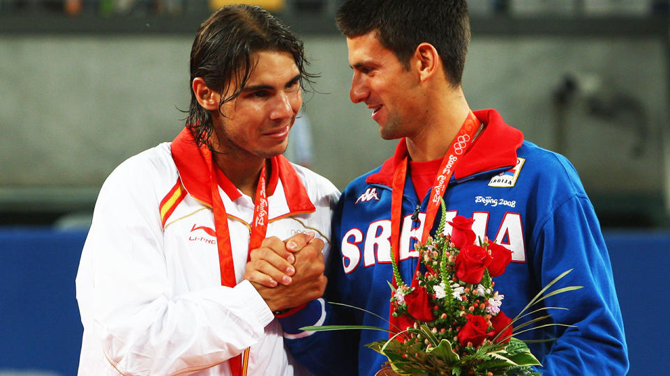 Rafael Nadal and Novak Djokovic, pictured here at the 2008 Olympics in Beijing. 