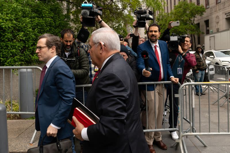 U.S. Senator Robert Menendez arrives at Federal Court, in New York