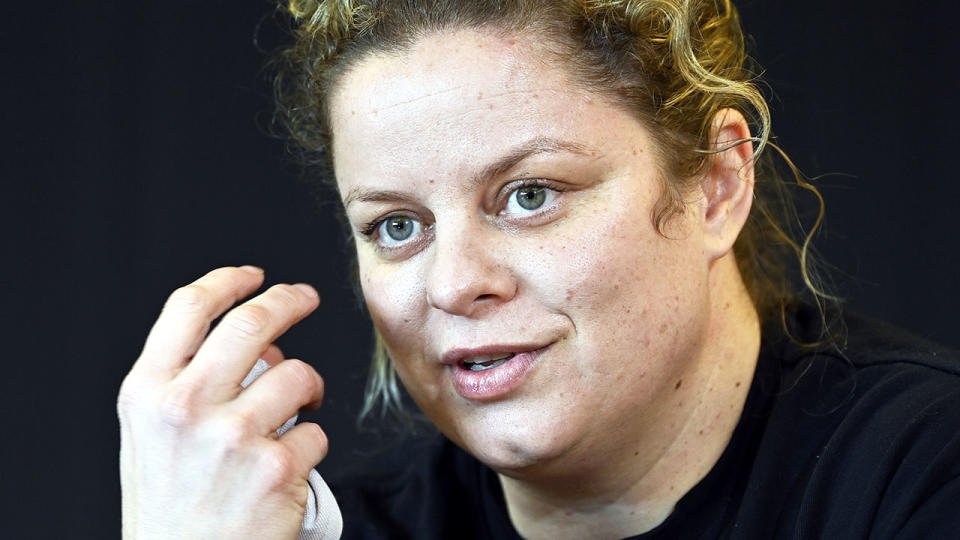 Kim Clijsters, pictured here speaking to the media in Belgium.