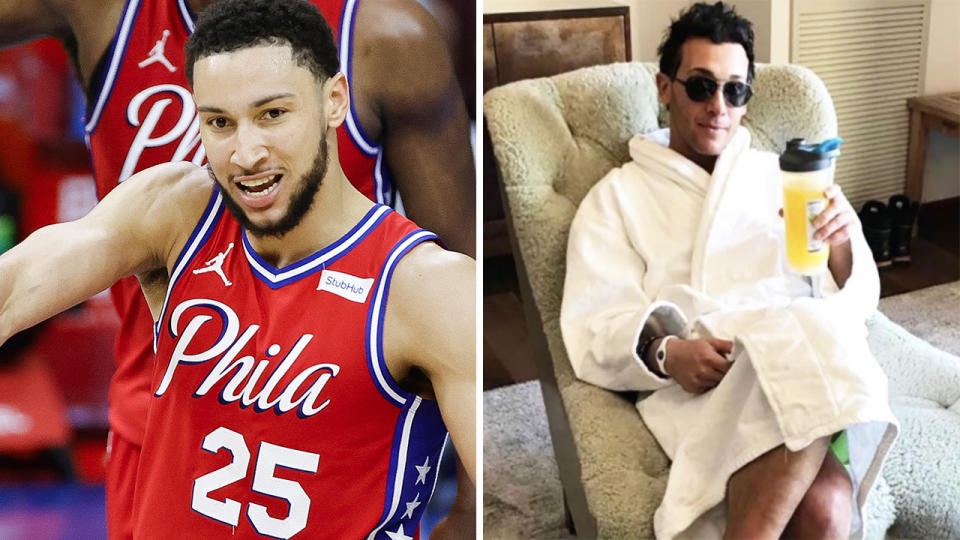 Ben Simmons has dragged a commentator who labelled him 'overrated' trawling his Instagram and calling him 'another casual'. Pictures: Getty Images/Instagram