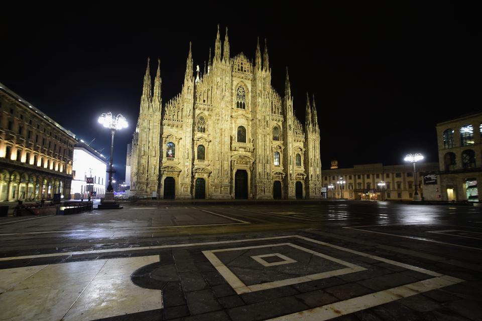 A view of Piazza Duomo on December 31, 2020 in Milan, Italy.