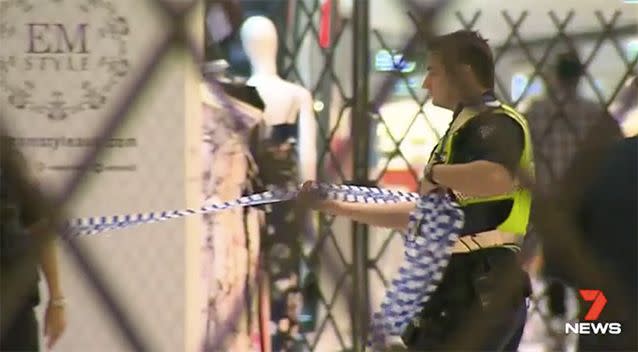 Police cordoned off part of the shopping centre for several hours on Monday. Photo: 7 News