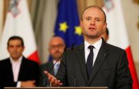 FILE PHOTO: Maltese Prime Minister Joseph Muscat addresses a press conference after an urgent Cabinet meeting at the Auberge de Castille in Valletta