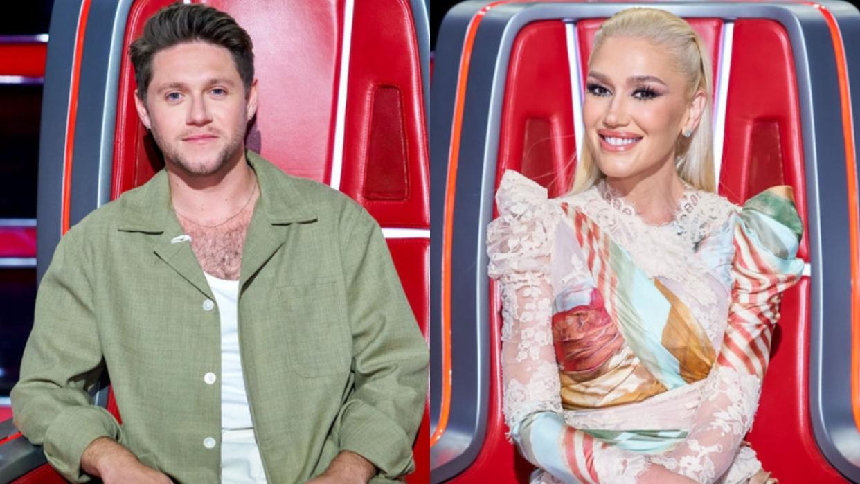  Niall Horan and Gwen Stefani on The Voice. 