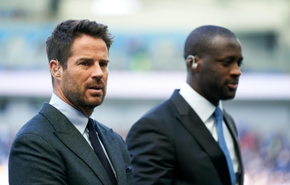 Pundit's for Sky Sports Jamie Redknapp, (left) and Yaya Toure, (right)