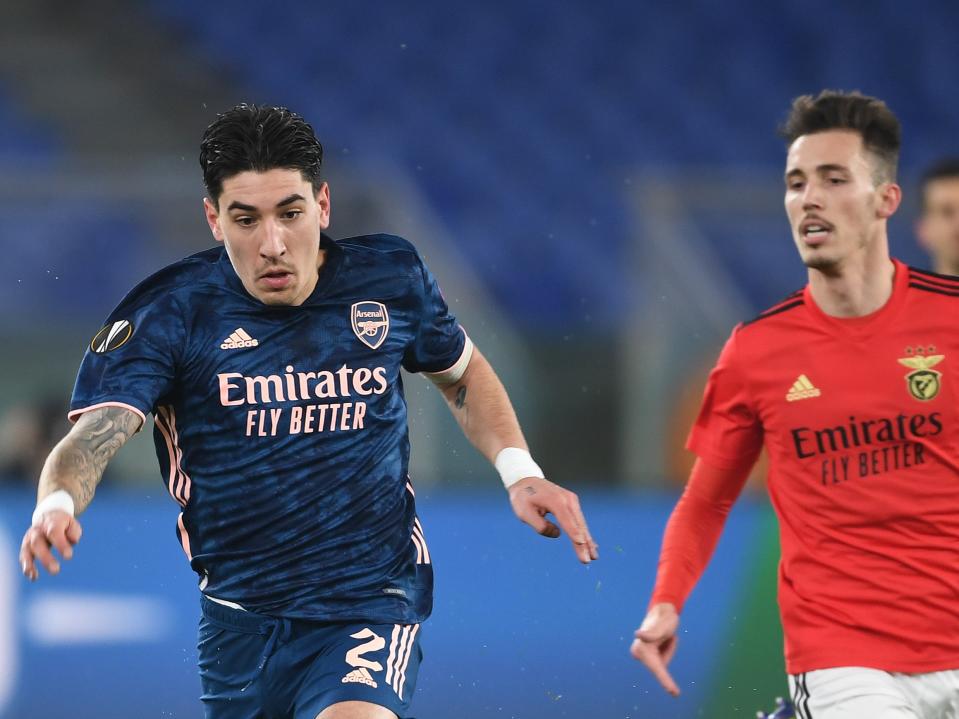 Hector Bellerin in action for Arsenal in the first leg (Arsenal FC via Getty Images)