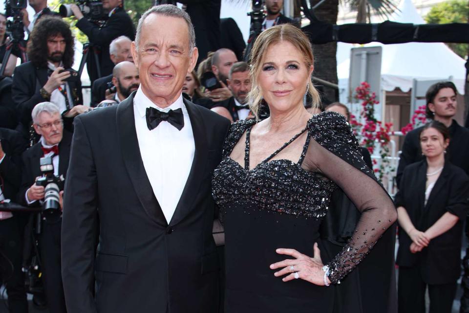 <p>Daniele Venturelli/WireImage</p> Tom Hanks and Rita Wilson during the 76th annual Cannes Film Festival in May 2023.