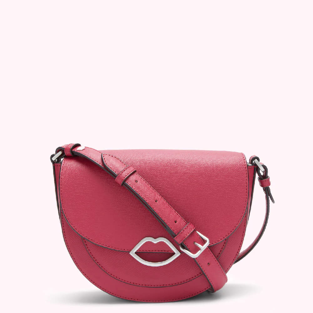 With Lulu's iconic lip emblem, this bag also comes in black, dark berry and blue/grey. (Lulu Guinness)