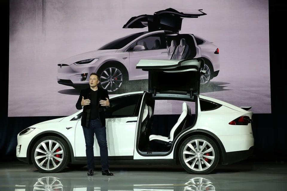 Elon Musk speaking at the launch of the Tesla SUV  (Getty Images)